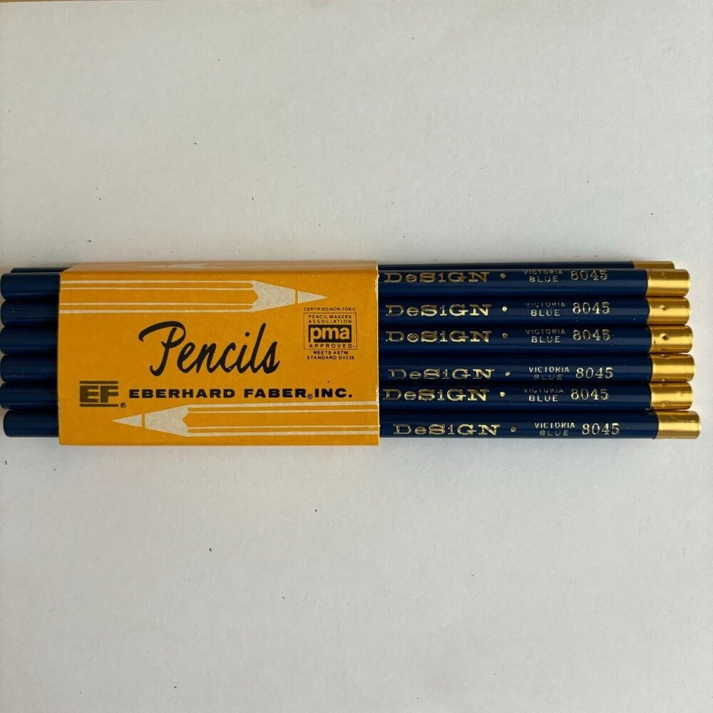 Vintage Eberhard Faber Design 12 Pack 3H Colored Pencils Victoria Blue 8045 NOS